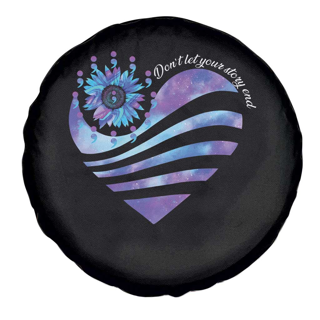 Suicide Prevention Awareness Spare Tire Cover Don't Let Your Story End Heart Semicolon Sunflower