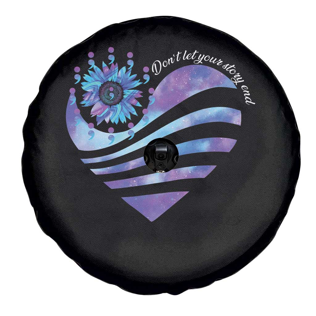 Suicide Prevention Awareness Spare Tire Cover Don't Let Your Story End Heart Semicolon Sunflower