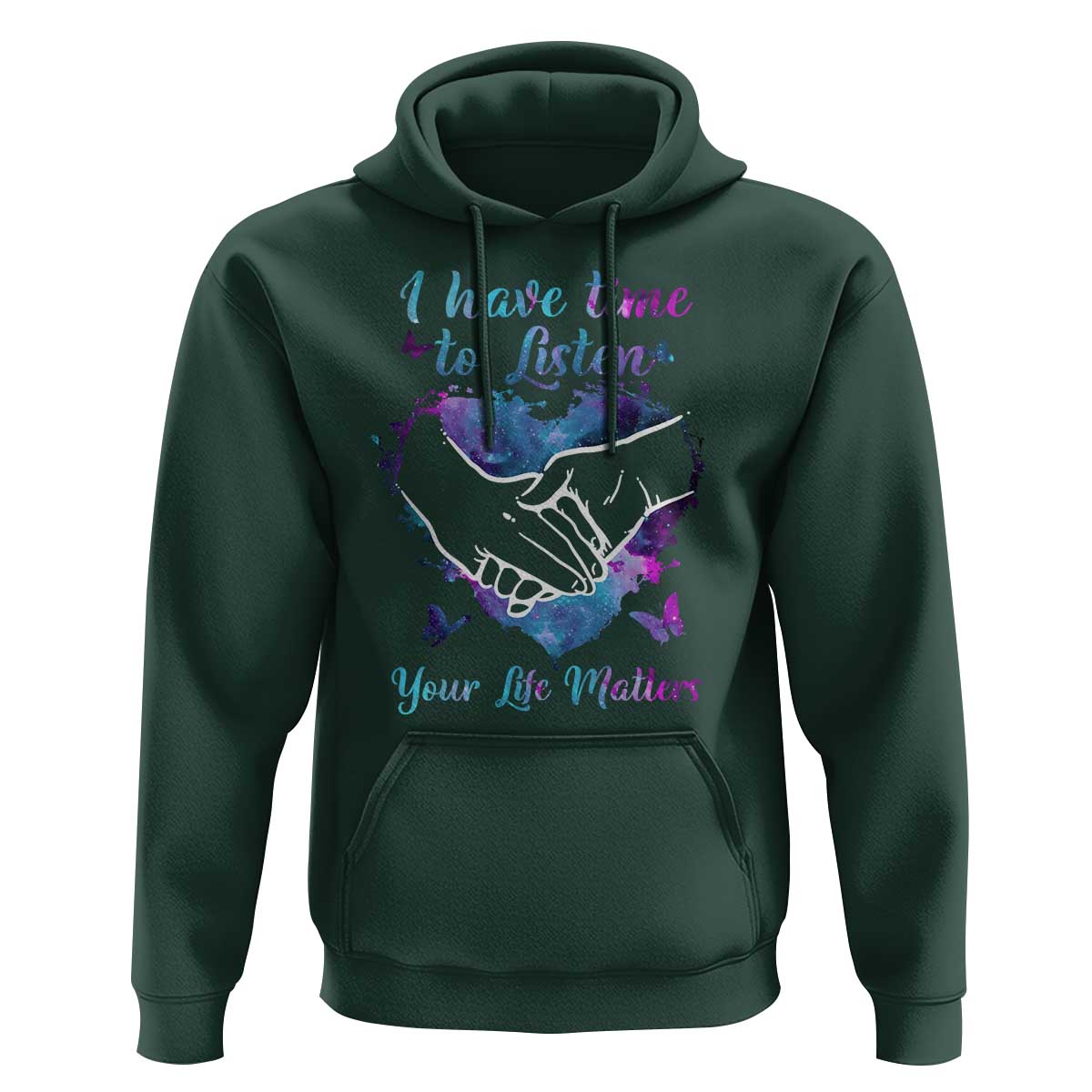 Suicide Prevention Awareness Hoodie I Have Time To Listen Your Life Matters Heart Holding Hand - Wonder Print Shop