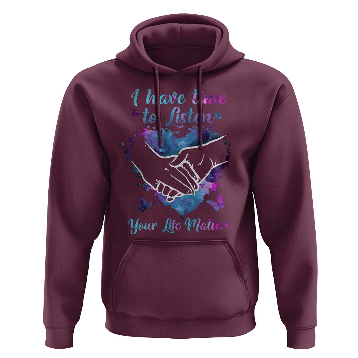Suicide Prevention Awareness Hoodie I Have Time To Listen Your Life Matters Heart Holding Hand - Wonder Print Shop