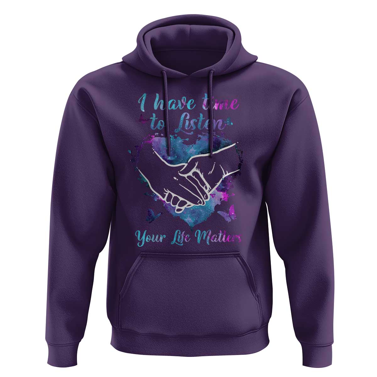Suicide Prevention Awareness Hoodie I Have Time To Listen Your Life Matters Heart Holding Hand - Wonder Print Shop