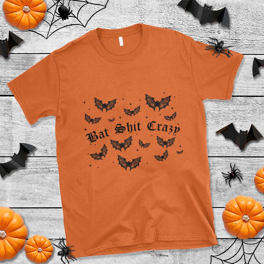 Funny Halloween Bat Shit Crazy T Shirt Horror Gothic Coquette Bat - Wonder Print Shop