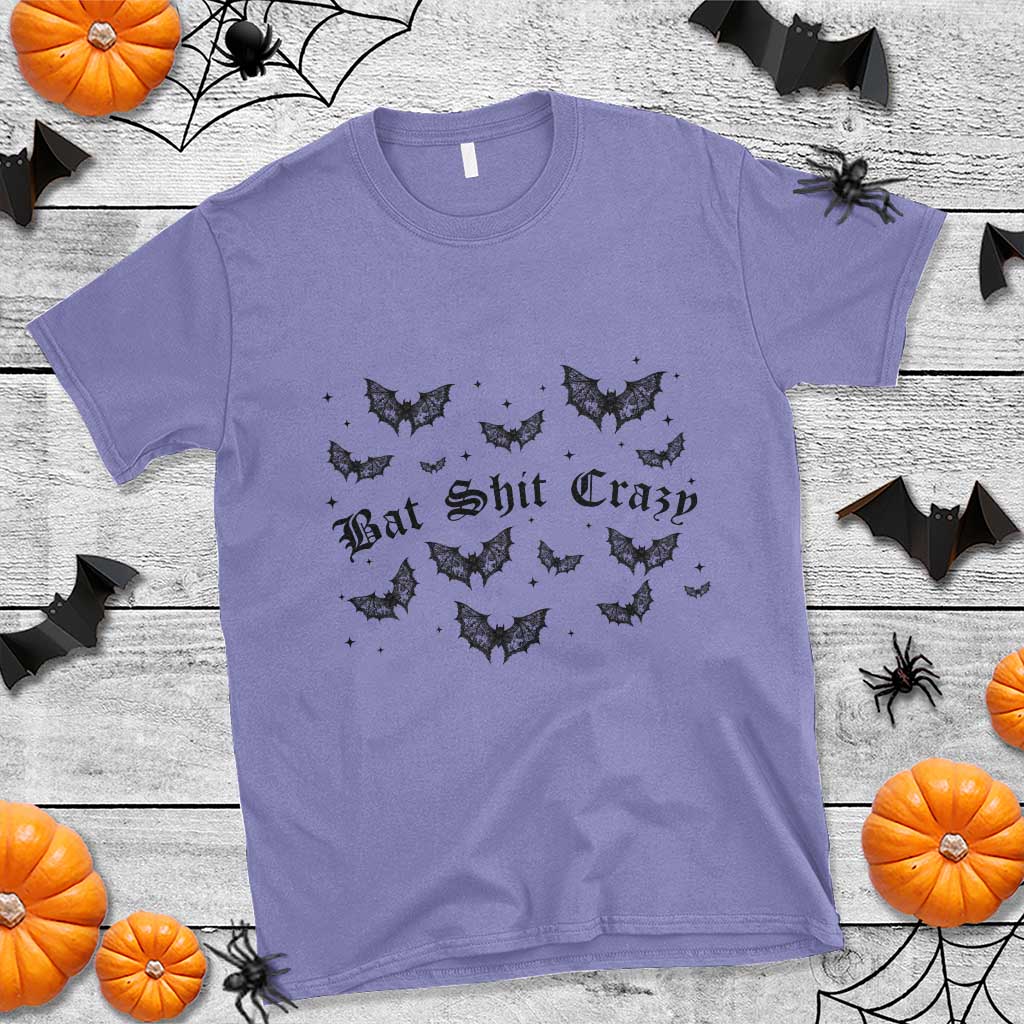 Funny Halloween Bat Shit Crazy T Shirt Horror Gothic Coquette Bat - Wonder Print Shop