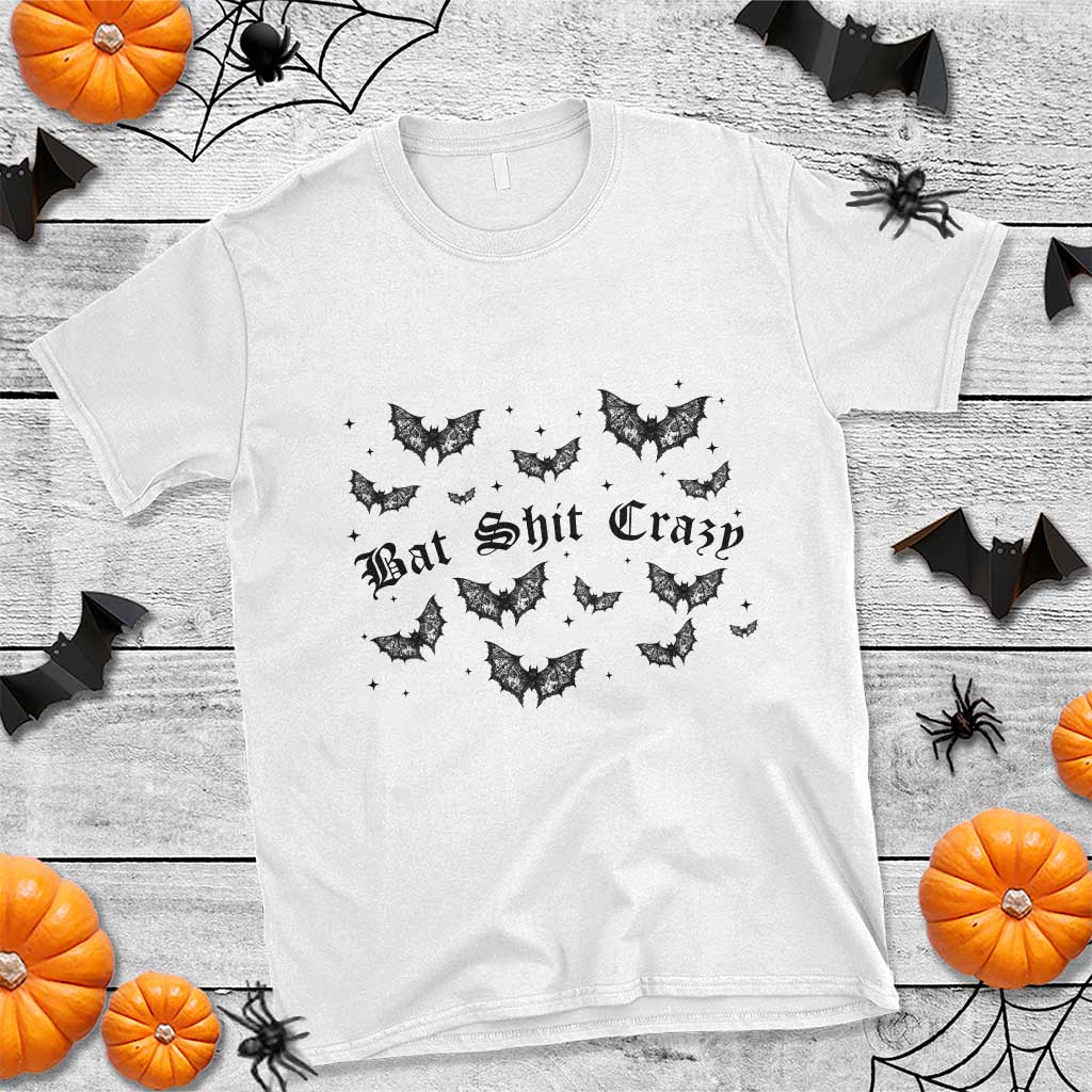 Funny Halloween Bat Shit Crazy T Shirt Horror Gothic Coquette Bat - Wonder Print Shop