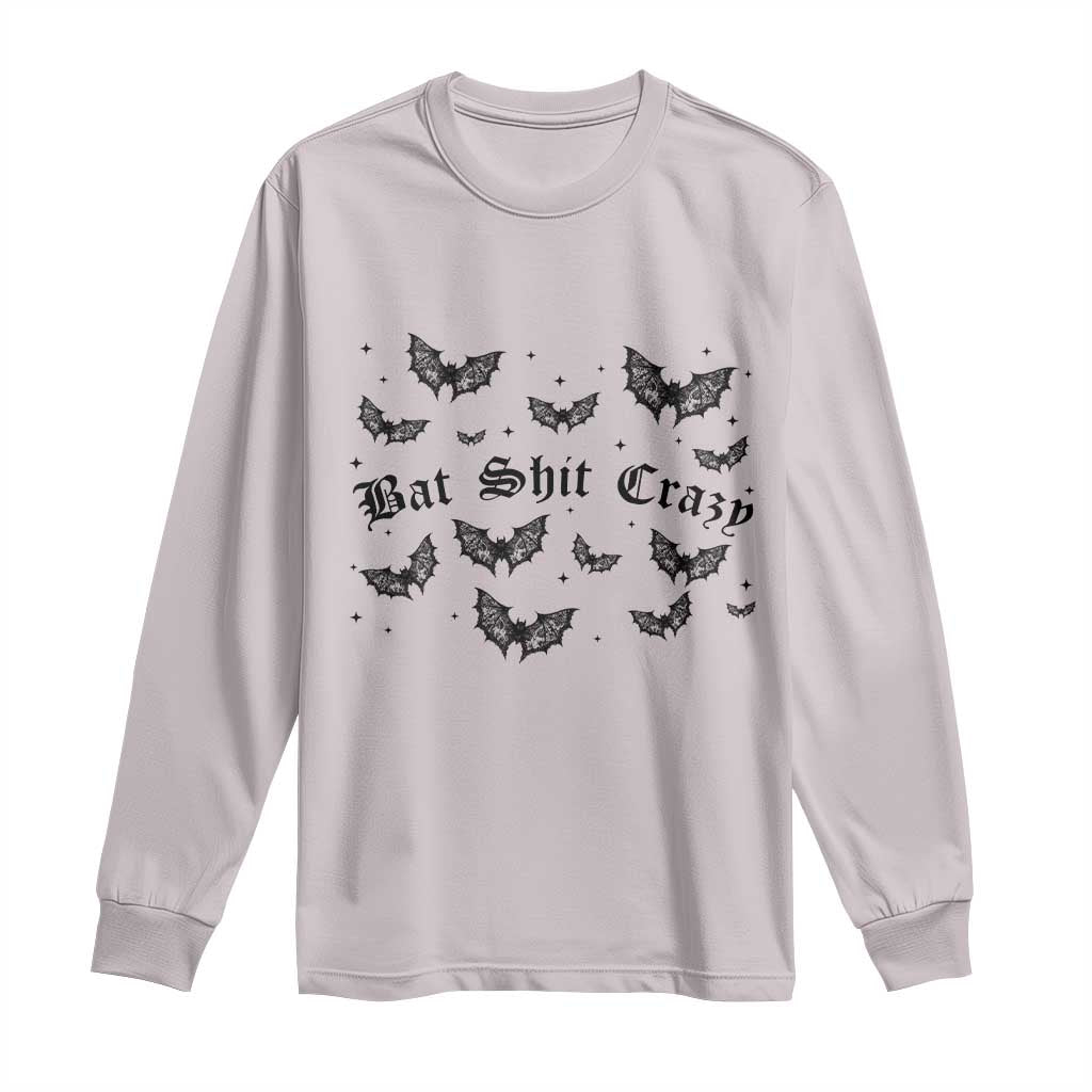 Funny Halloween Bat Shit Crazy Long Sleeve Shirt Horror Gothic Coquette Bat - Wonder Print Shop