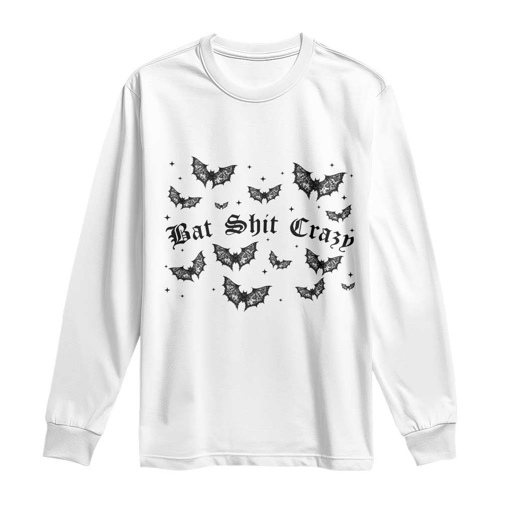 Funny Halloween Bat Shit Crazy Long Sleeve Shirt Horror Gothic Coquette Bat - Wonder Print Shop