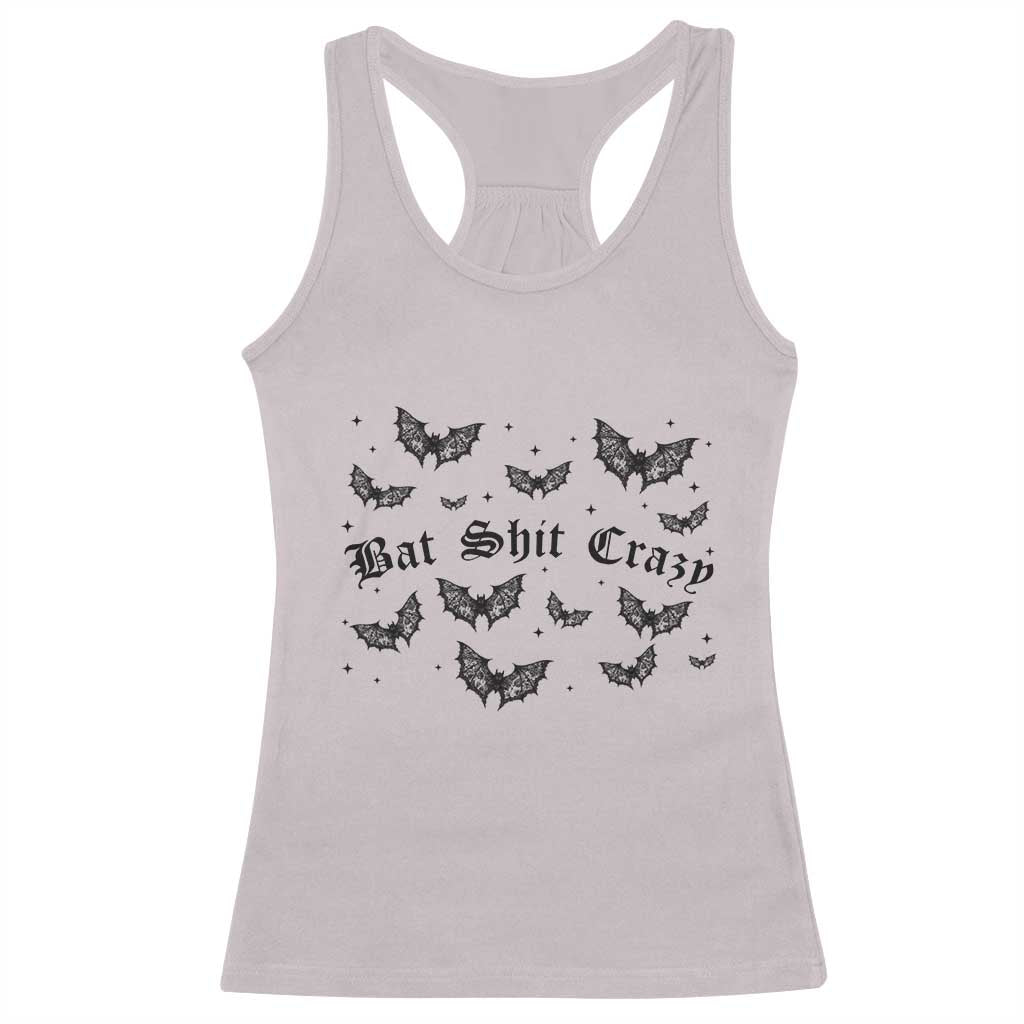 Funny Halloween Bat Shit Crazy Racerback Tank Top Horror Gothic Coquette Bat - Wonder Print Shop