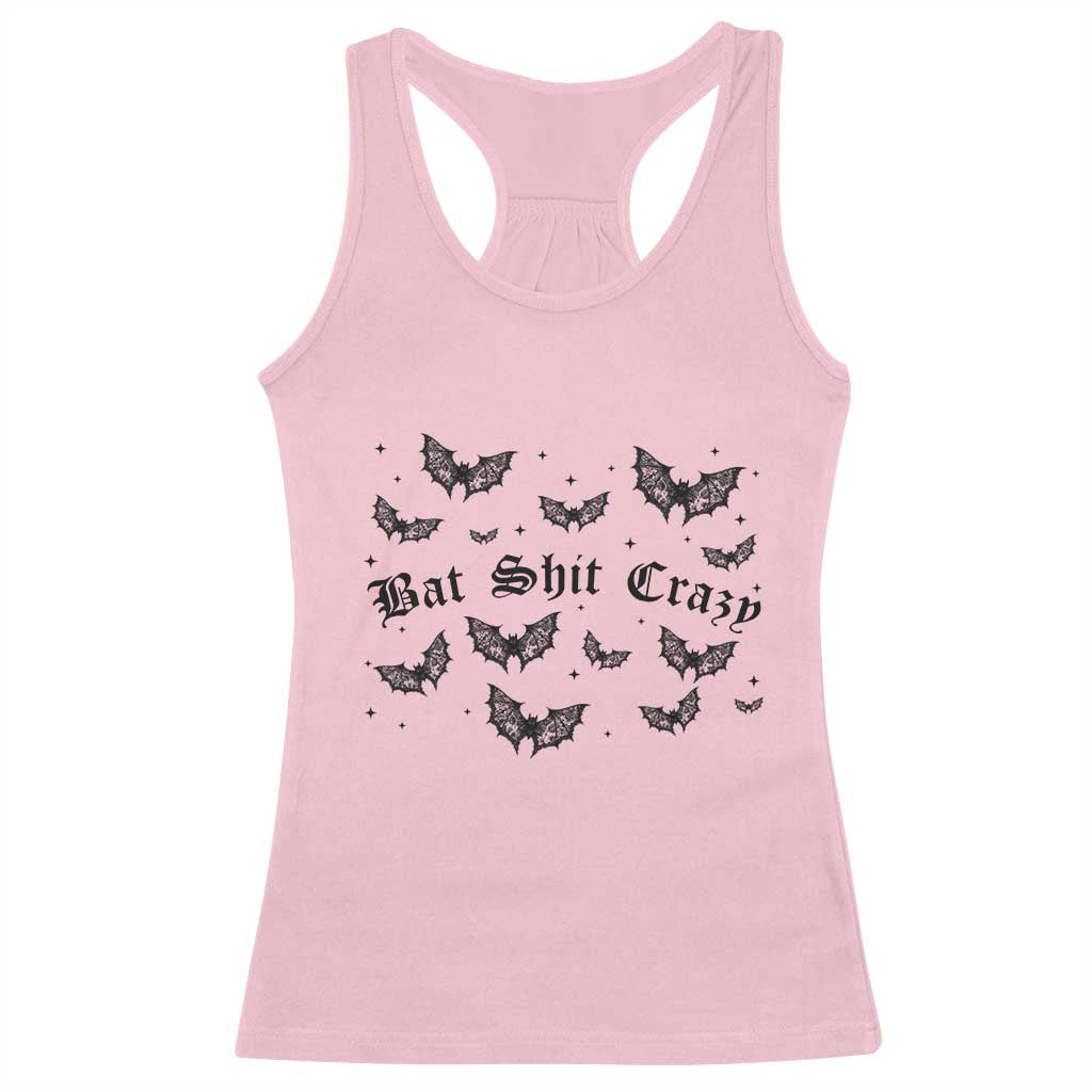 Funny Halloween Bat Shit Crazy Racerback Tank Top Horror Gothic Coquette Bat - Wonder Print Shop