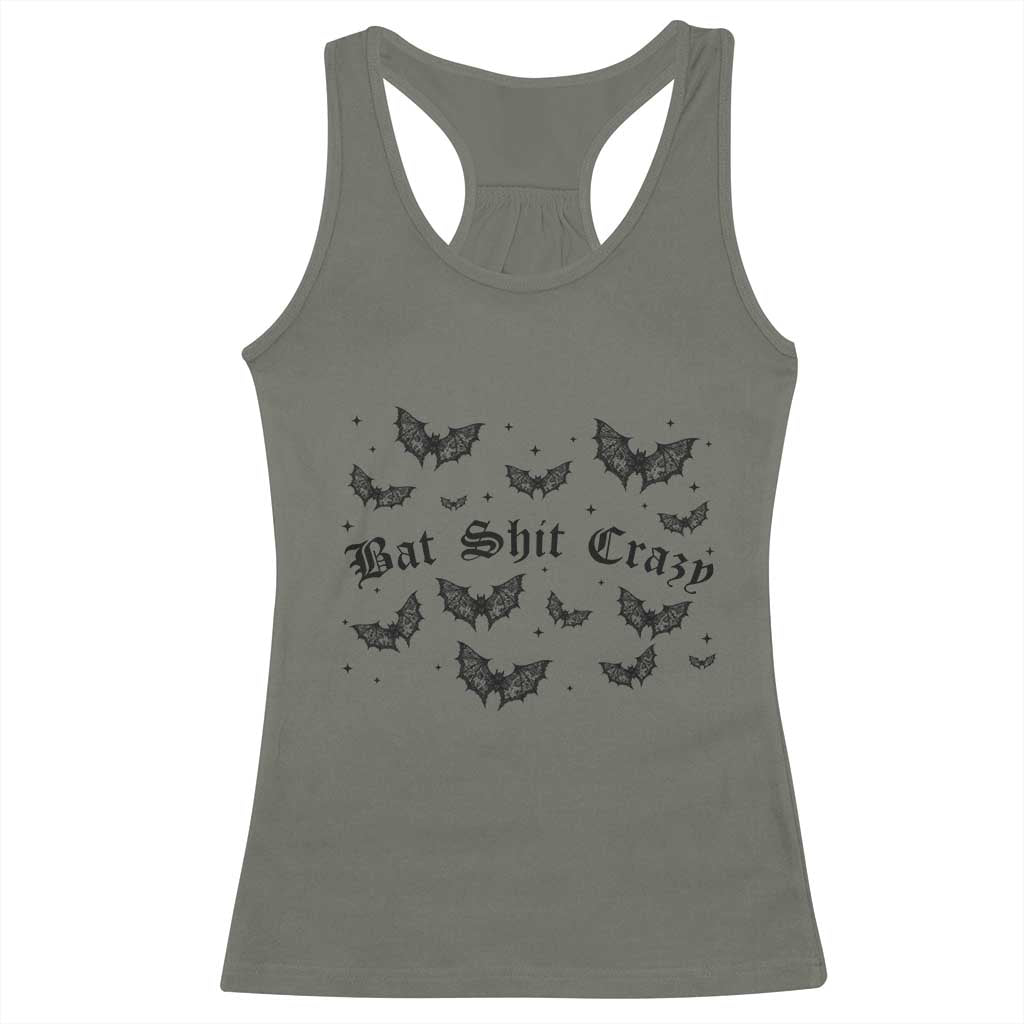 Funny Halloween Bat Shit Crazy Racerback Tank Top Horror Gothic Coquette Bat - Wonder Print Shop