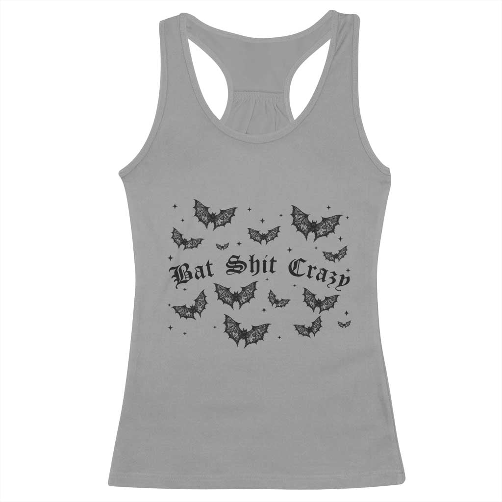 Funny Halloween Bat Shit Crazy Racerback Tank Top Horror Gothic Coquette Bat - Wonder Print Shop