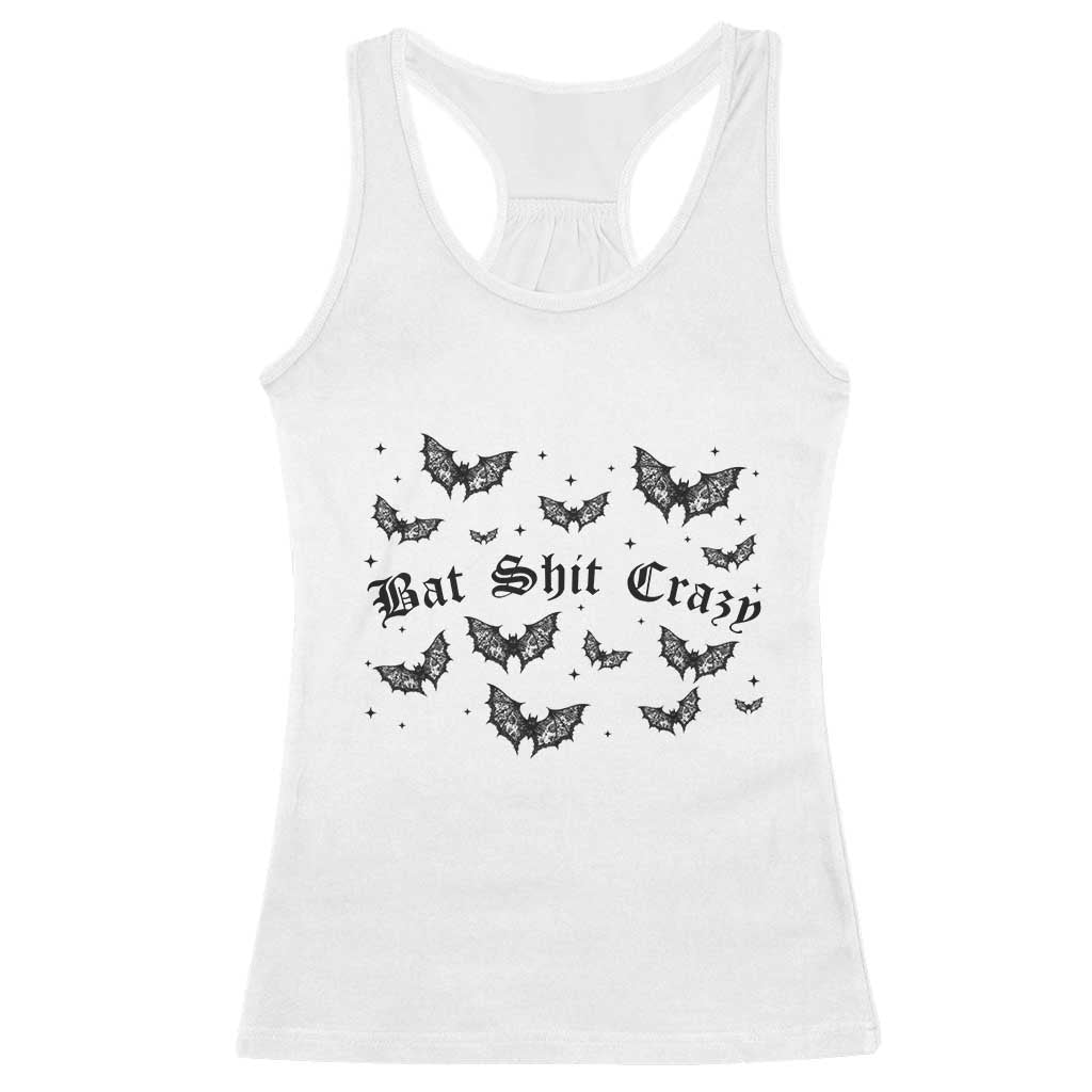 Funny Halloween Bat Shit Crazy Racerback Tank Top Horror Gothic Coquette Bat - Wonder Print Shop