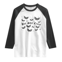 Funny Halloween Bat Shit Crazy Raglan Shirt Horror Gothic Coquette Bat - Wonder Print Shop