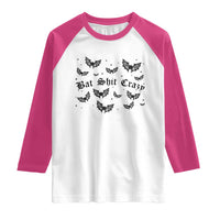 Funny Halloween Bat Shit Crazy Raglan Shirt Horror Gothic Coquette Bat - Wonder Print Shop