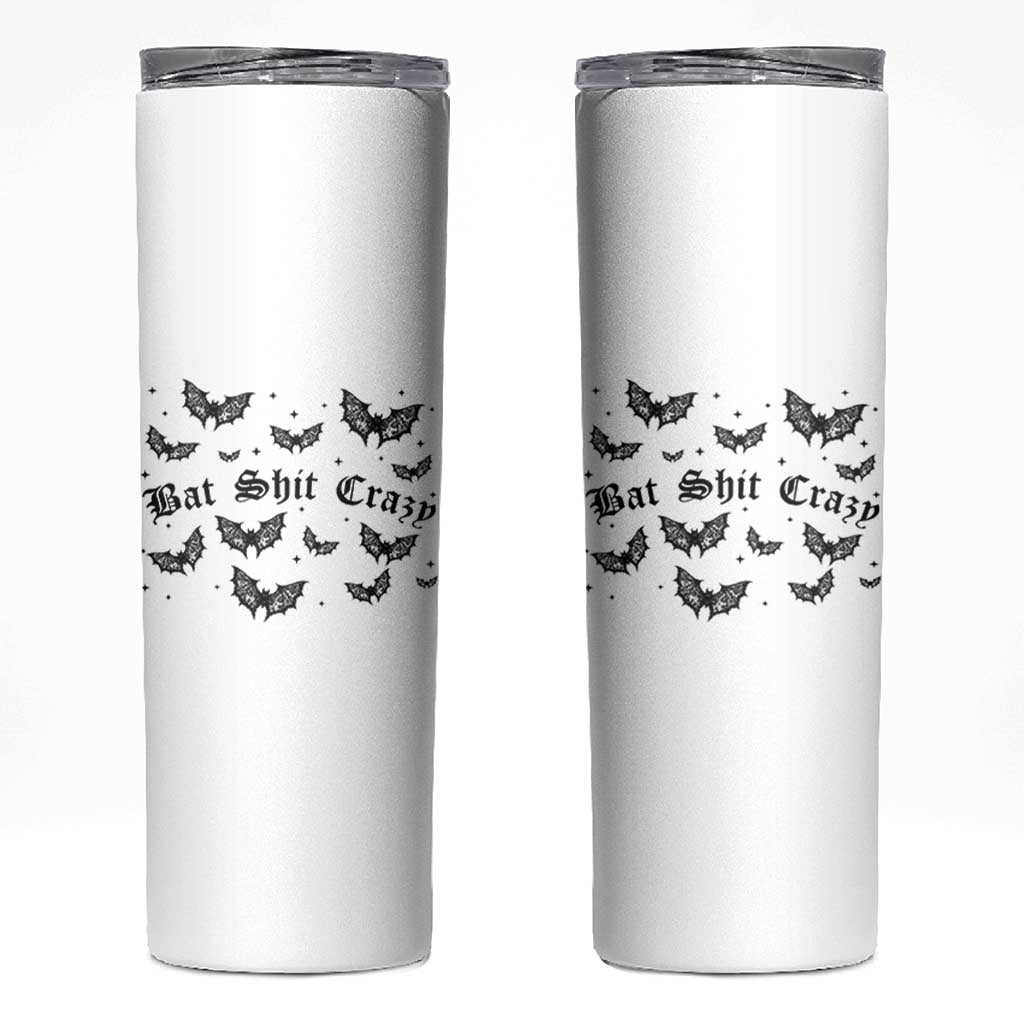 Funny Halloween Bat Shit Crazy Skinny Tumbler Horror Gothic Coquette Bat - Wonder Print Shop