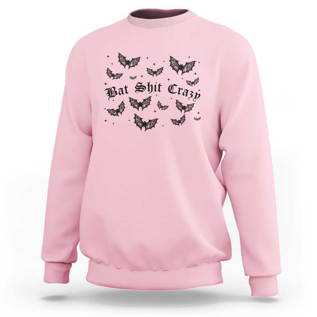 Funny Halloween Bat Shit Crazy Sweatshirt Horror Gothic Coquette Bat - Wonder Print Shop