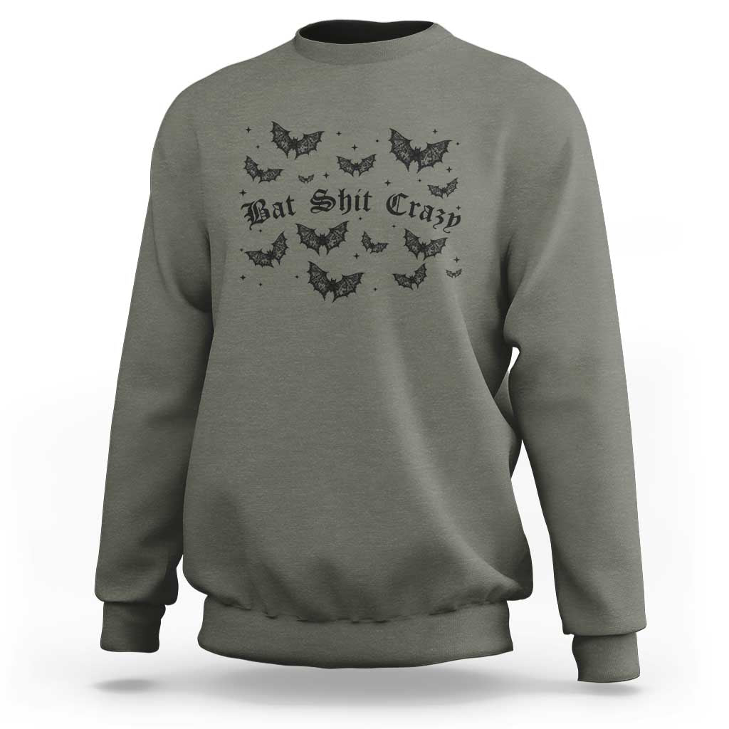 Funny Halloween Bat Shit Crazy Sweatshirt Horror Gothic Coquette Bat - Wonder Print Shop