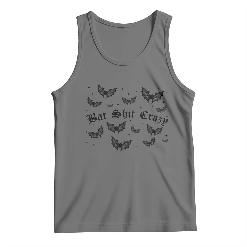 Funny Halloween Bat Shit Crazy Tank Top Horror Gothic Coquette Bat - Wonder Print Shop