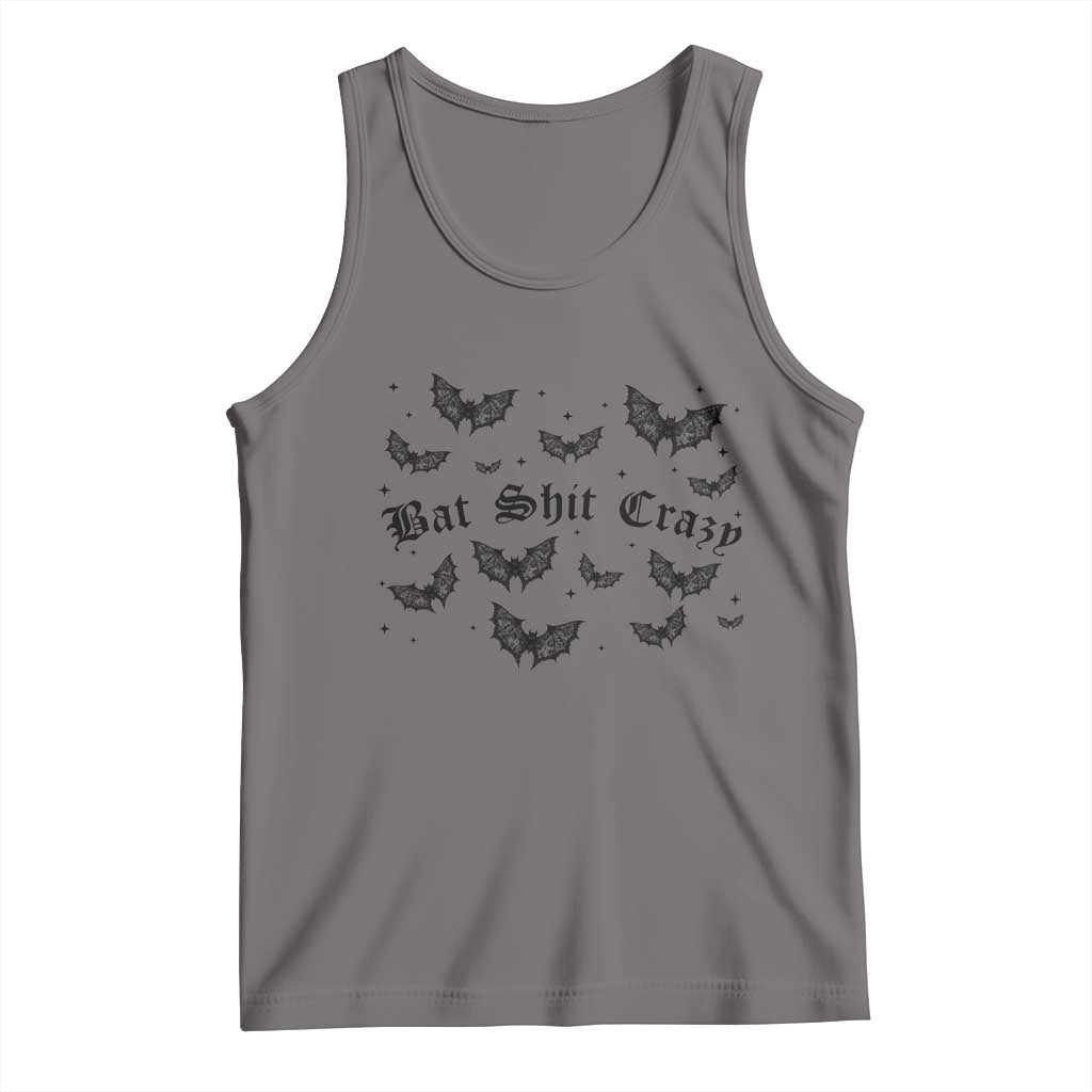 Funny Halloween Bat Shit Crazy Tank Top Horror Gothic Coquette Bat - Wonder Print Shop