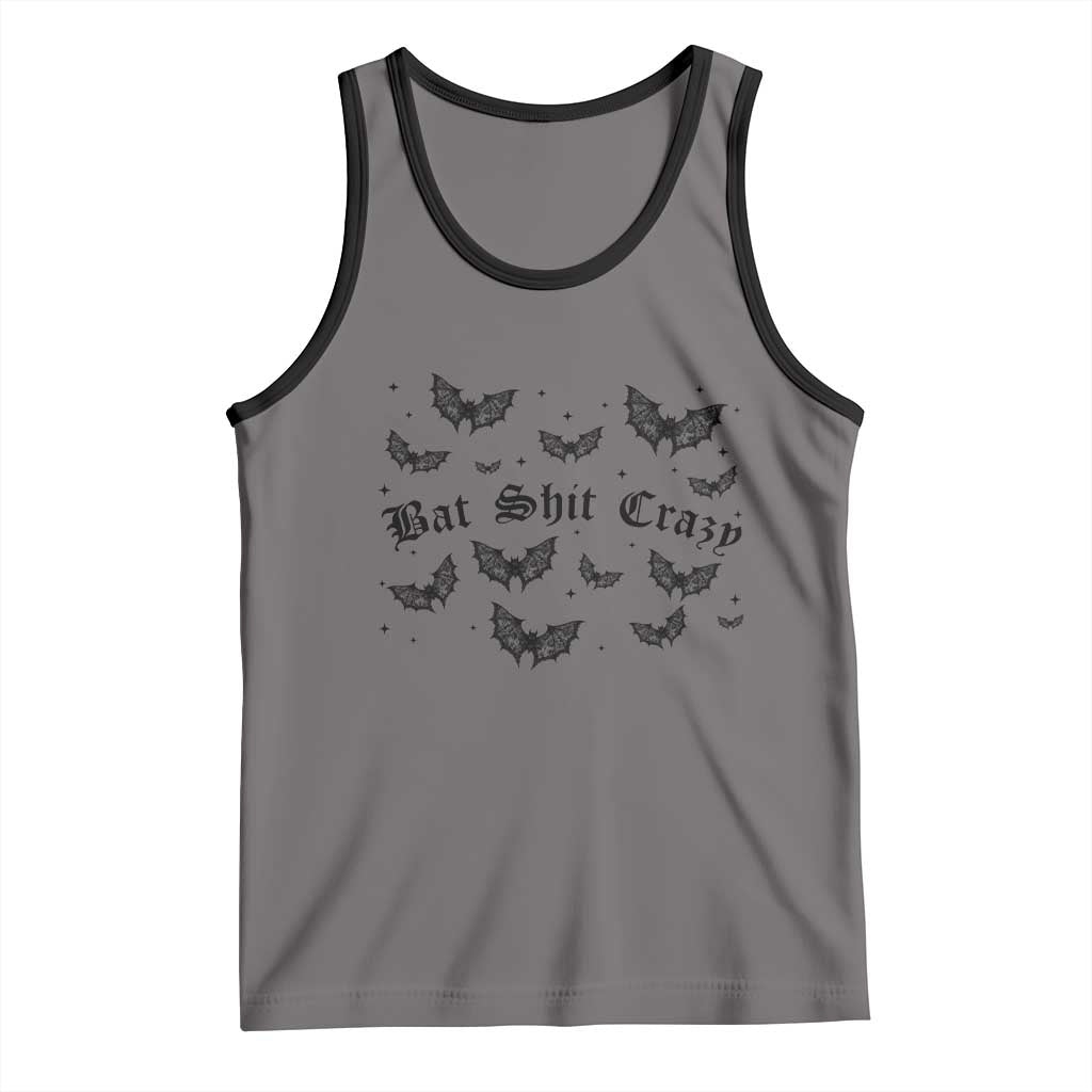 Funny Halloween Bat Shit Crazy Tank Top Horror Gothic Coquette Bat - Wonder Print Shop