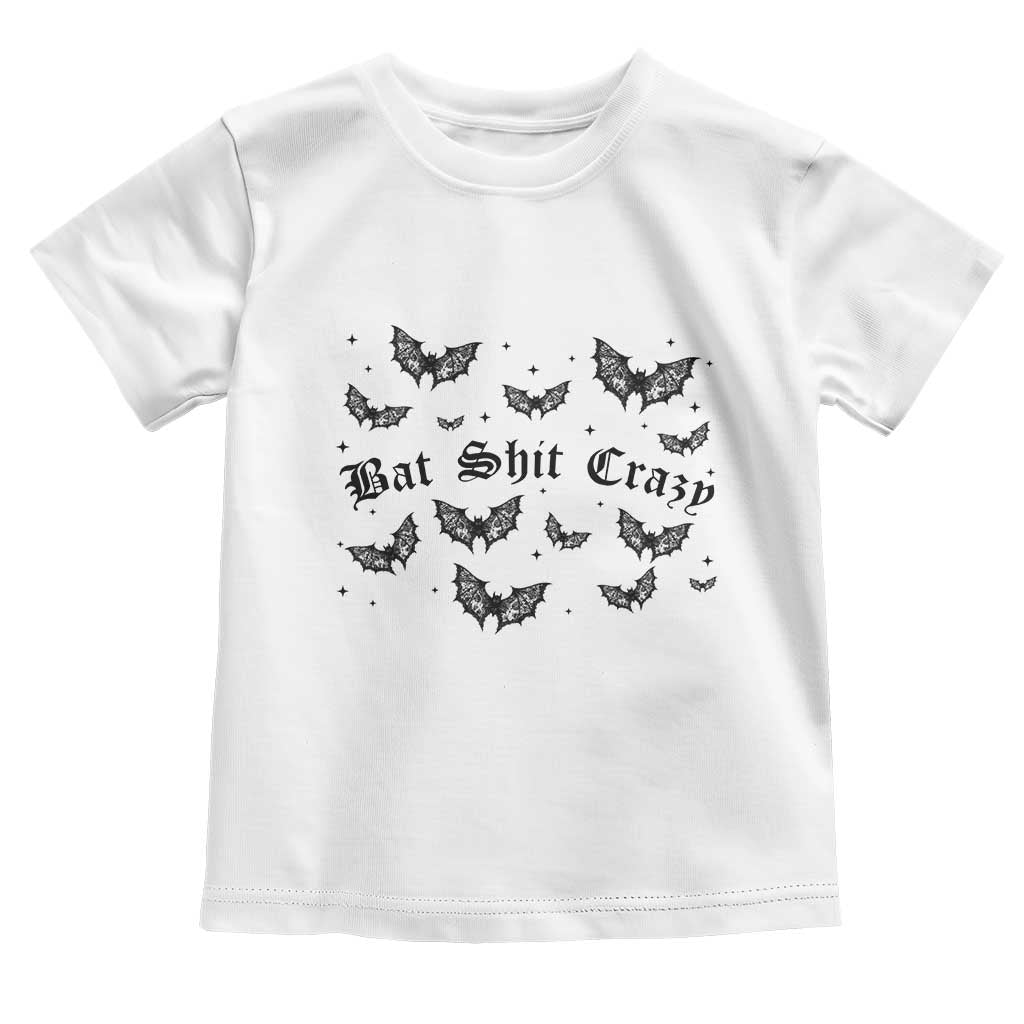 Funny Halloween Bat Shit Crazy Toddler T Shirt Horror Gothic Coquette Bat - Wonder Print Shop
