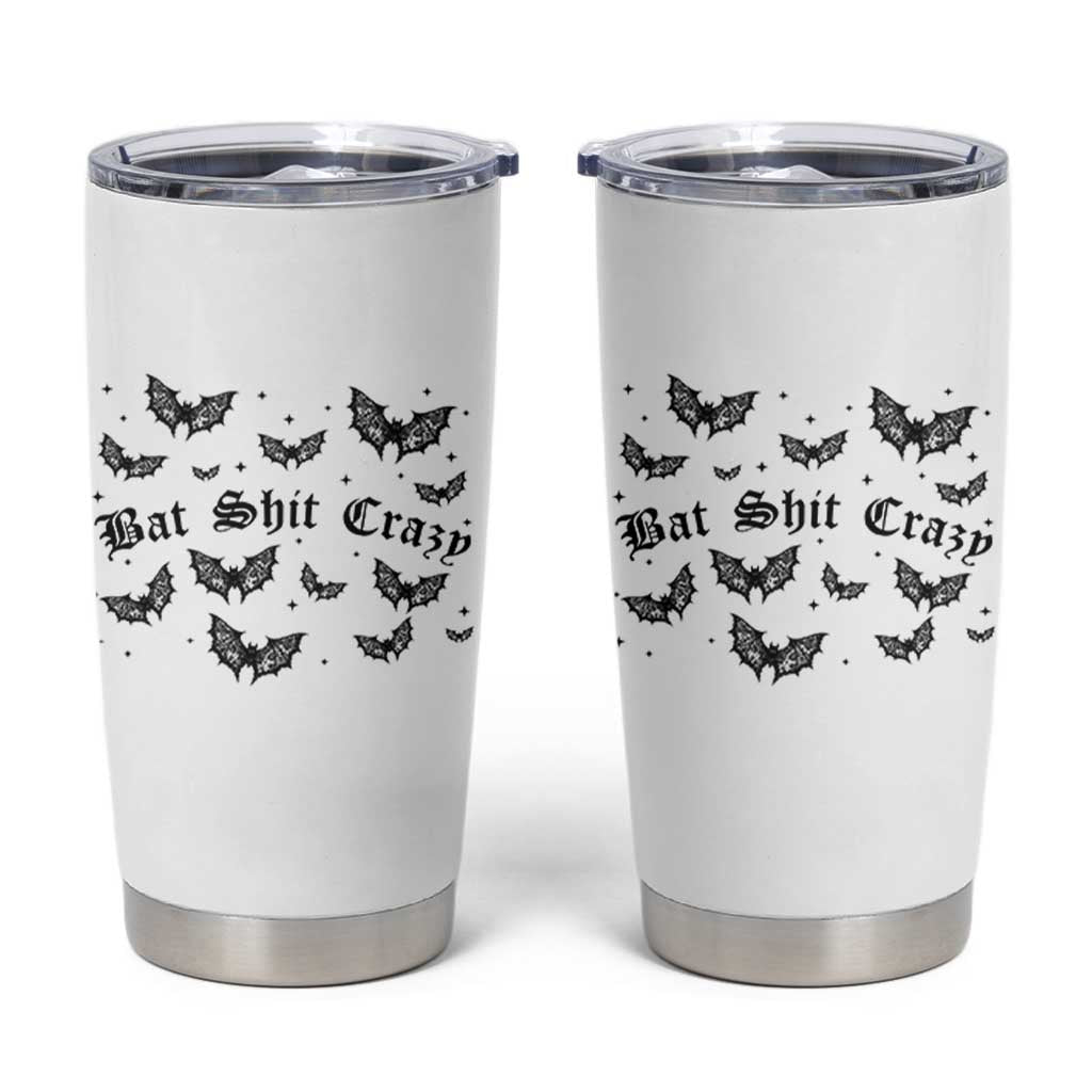 Funny Halloween Bat Shit Crazy Tumbler Cup Horror Gothic Coquette Bat - Wonder Print Shop