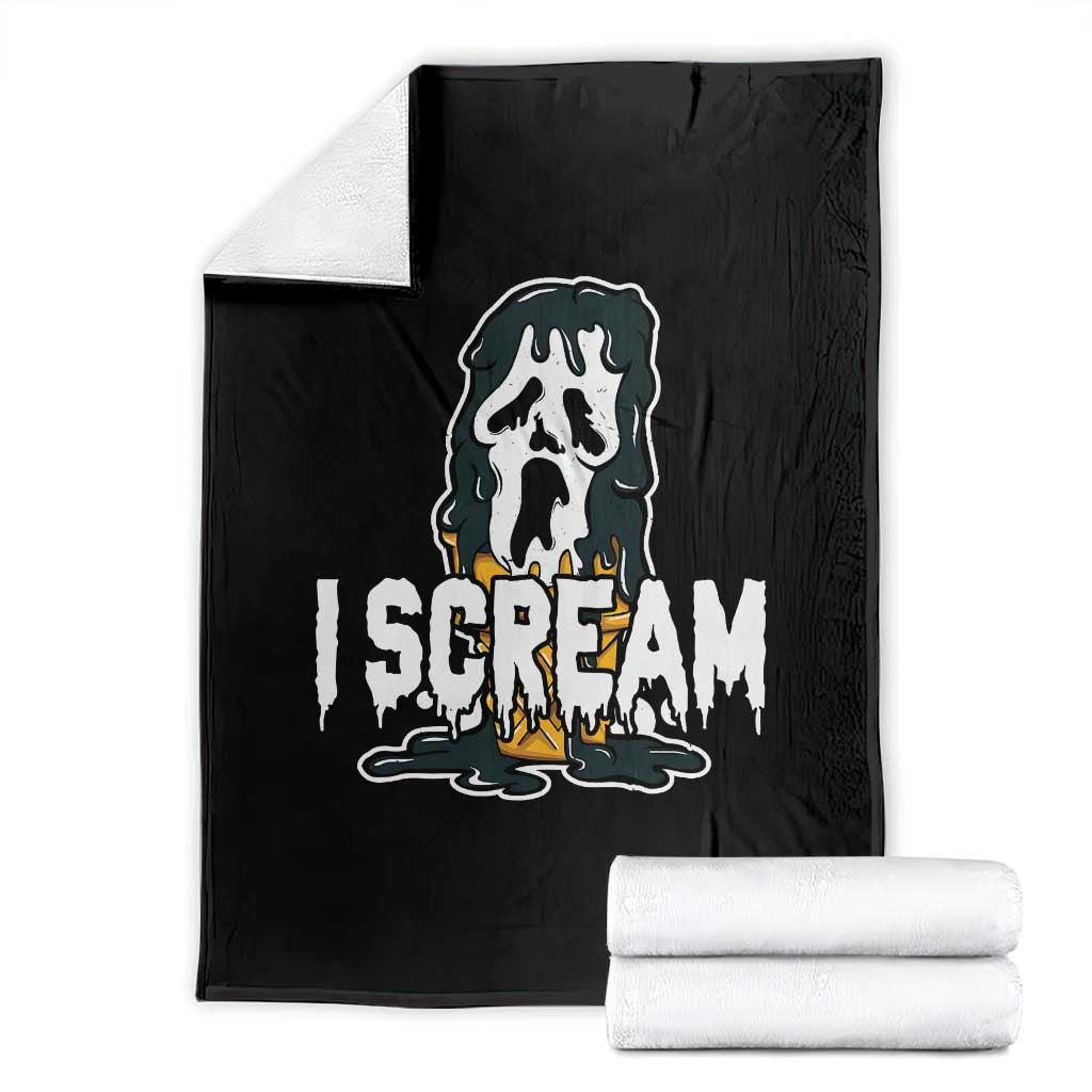 Funny Halloween Ghost Horror Face Throw Blanket I Scream Ice Cream Slasher Pun - Wonder Print Shop
