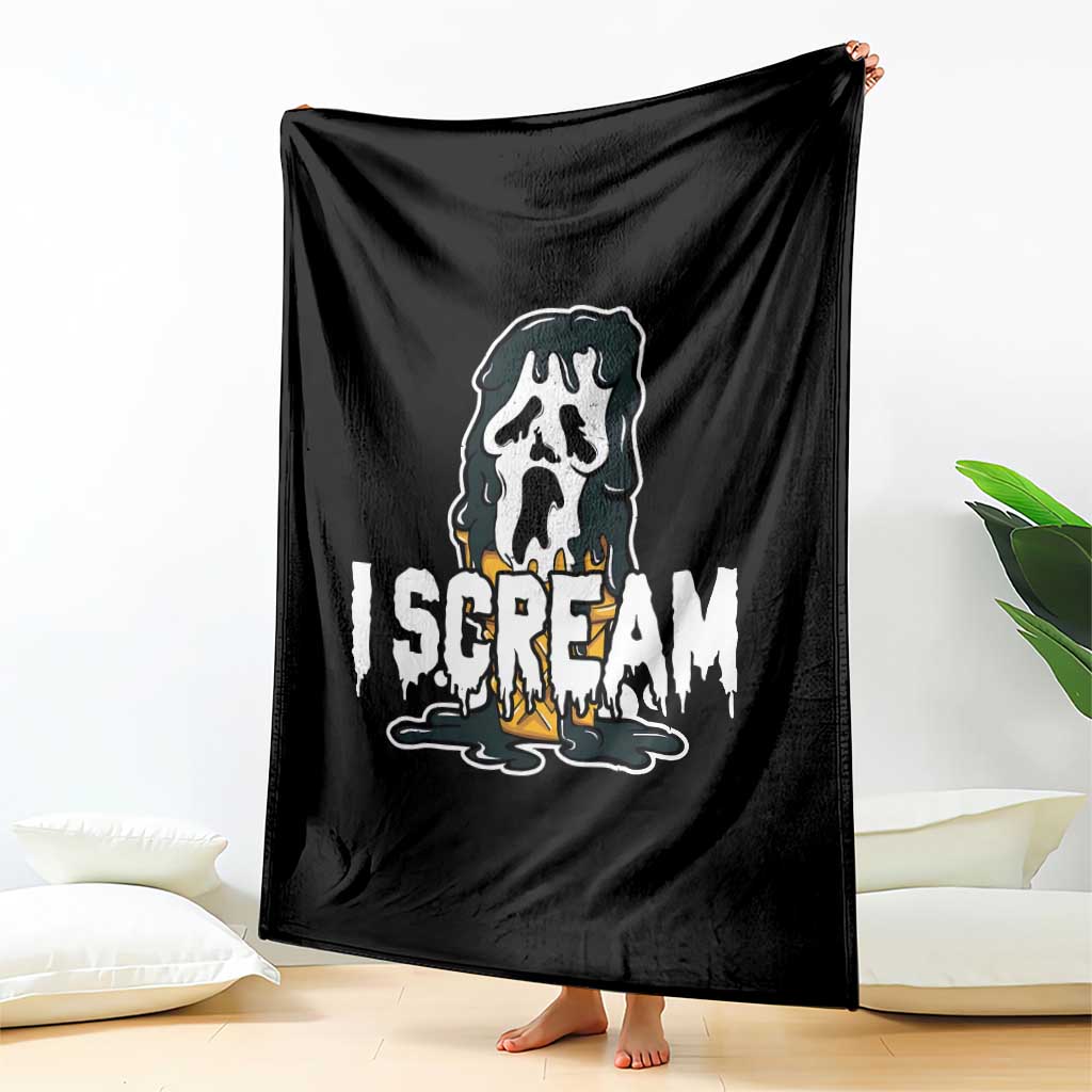 Funny Halloween Ghost Horror Face Throw Blanket I Scream Ice Cream Slasher Pun - Wonder Print Shop