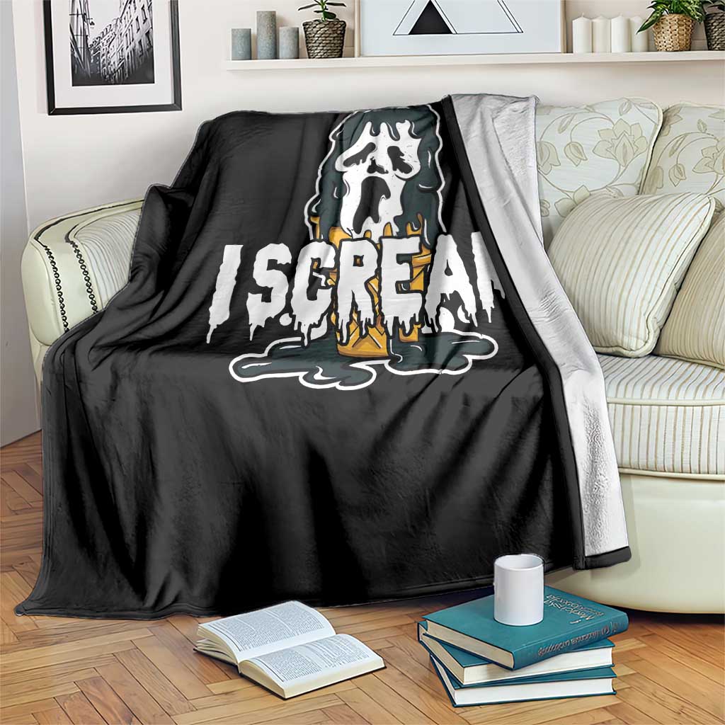 Funny Halloween Ghost Horror Face Throw Blanket I Scream Ice Cream Slasher Pun - Wonder Print Shop