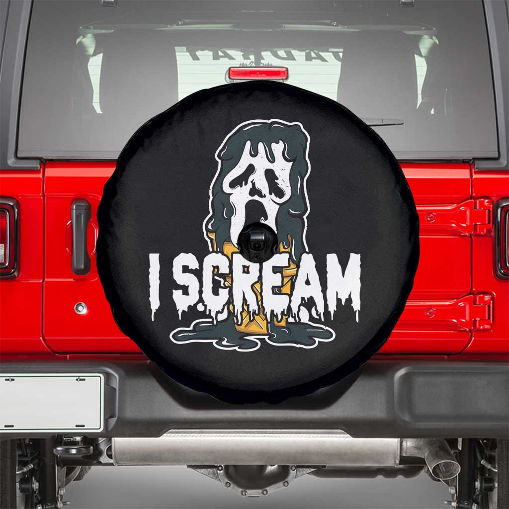 Funny Halloween Ghost Horror Face Spare Tire Cover I Scream Ice Cream Slasher Pun - Wonder Print Shop