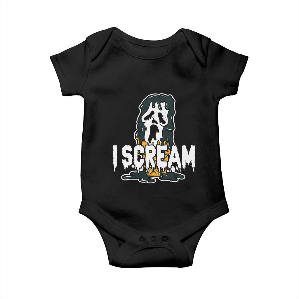 Funny Halloween Ghost Horror Face Baby Onesie I Scream Ice Cream Slasher Pun - Wonder Print Shop