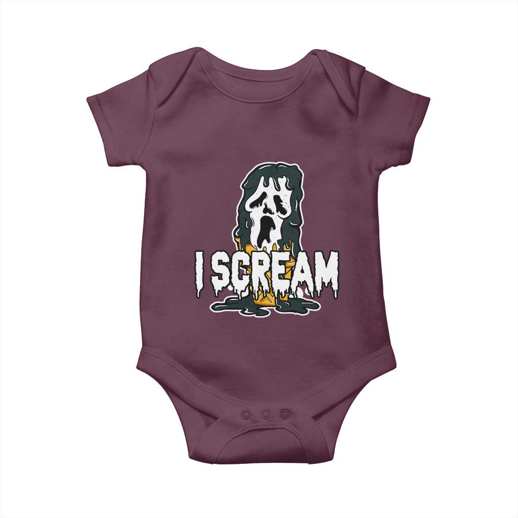 Funny Halloween Ghost Horror Face Baby Onesie I Scream Ice Cream Slasher Pun - Wonder Print Shop