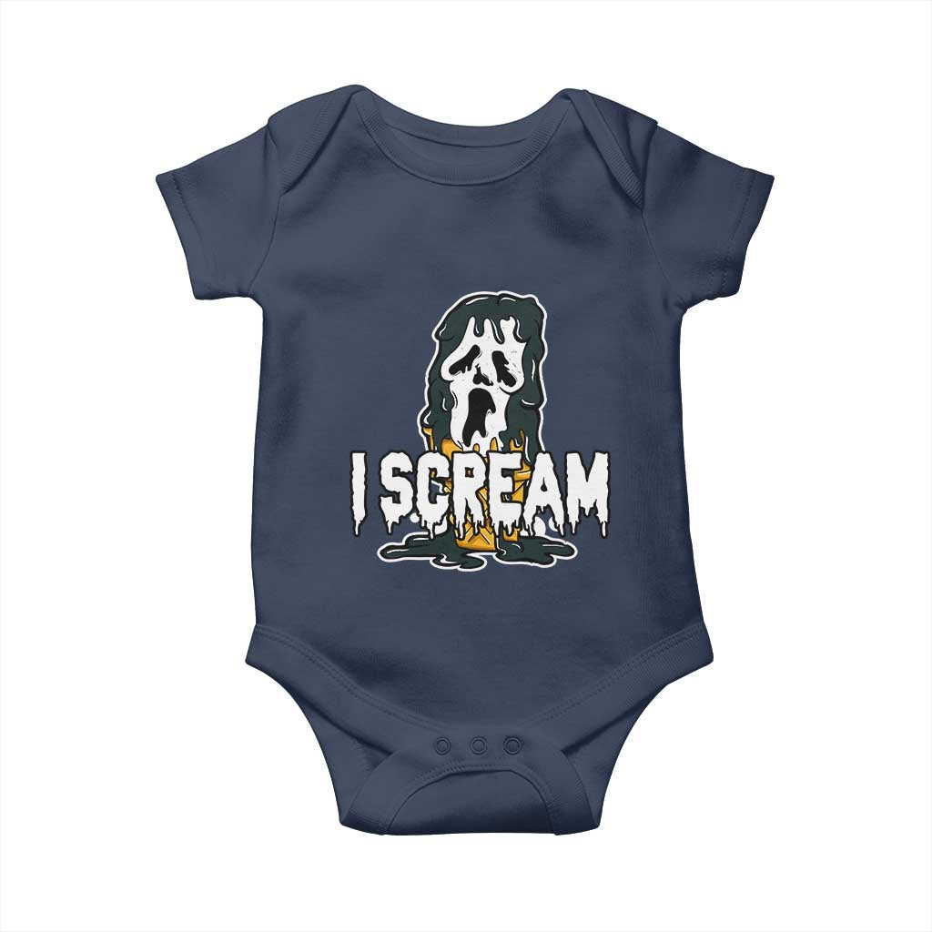 Funny Halloween Ghost Horror Face Baby Onesie I Scream Ice Cream Slasher Pun - Wonder Print Shop