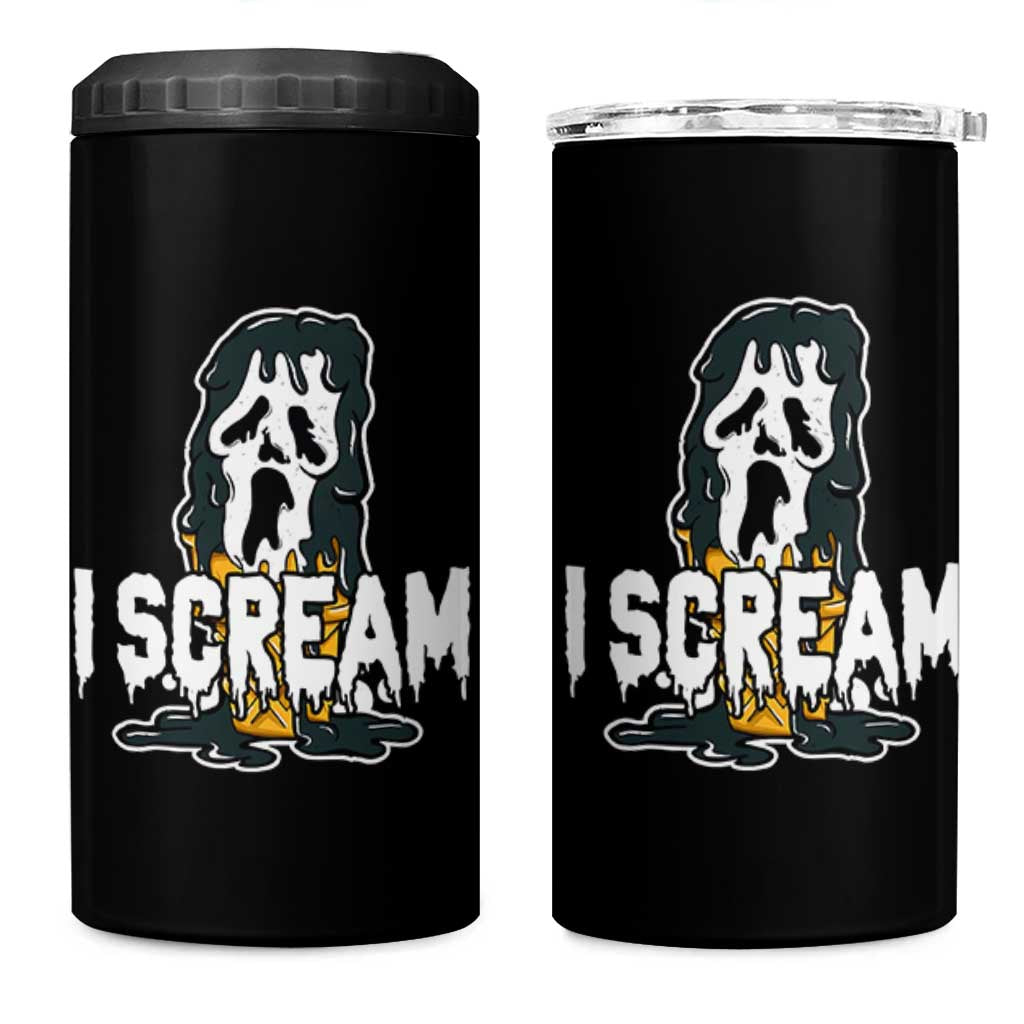 Funny Halloween Ghost Horror Face 4 in 1 Can Cooler Tumbler I Scream Ice Cream Slasher Pun - Wonder Print Shop