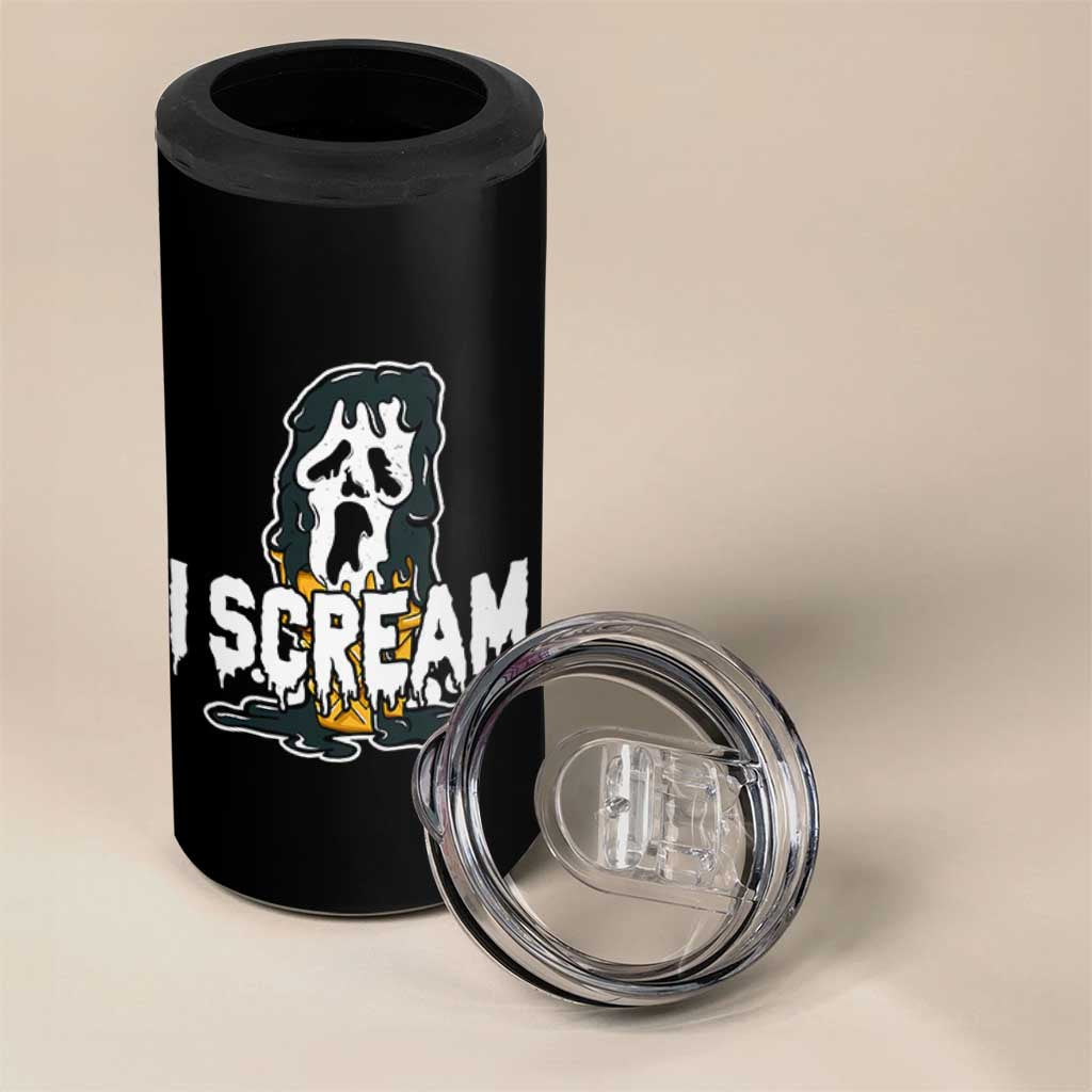 Funny Halloween Ghost Horror Face 4 in 1 Can Cooler Tumbler I Scream Ice Cream Slasher Pun - Wonder Print Shop