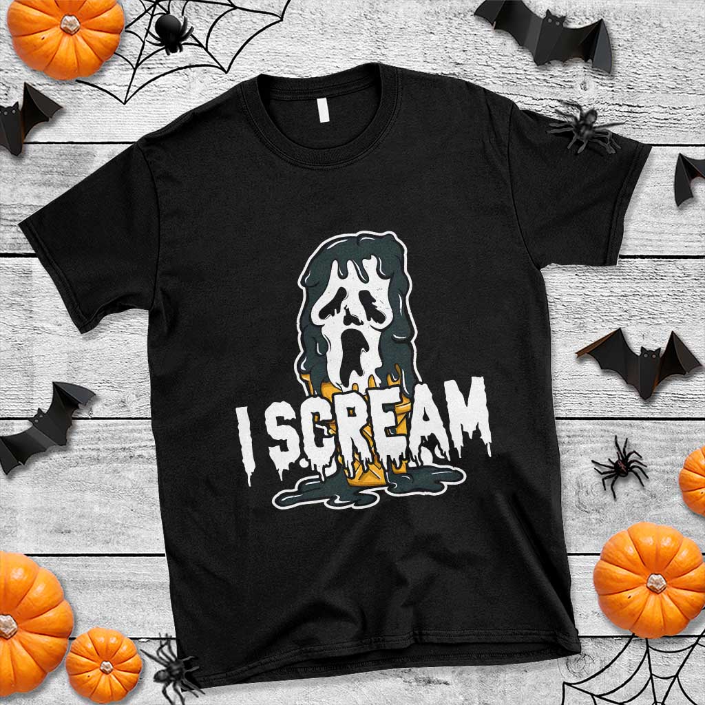 Funny Halloween Ghost Horror Face T Shirt I Scream Ice Cream Slasher Pun - Wonder Print Shop