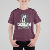 Funny Halloween Ghost Horror Face T Shirt For Kid I Scream Ice Cream Slasher Pun - Wonder Print Shop