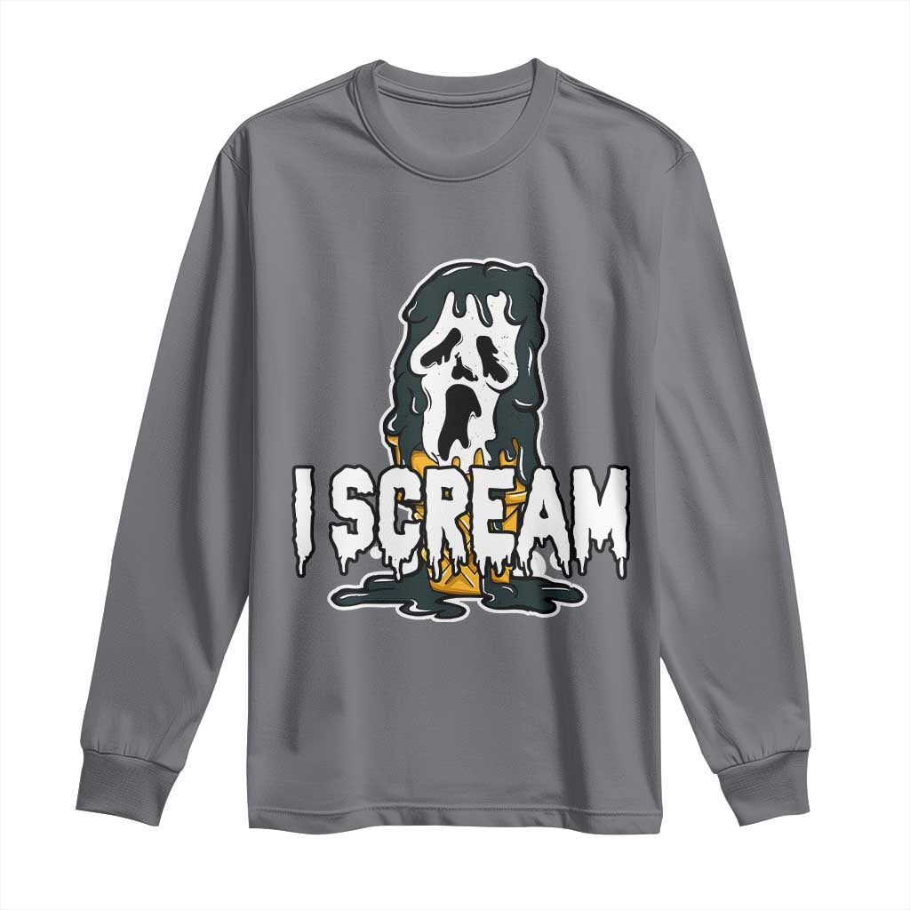 Funny Halloween Ghost Horror Face Long Sleeve Shirt I Scream Ice Cream Slasher Pun - Wonder Print Shop