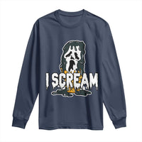 Funny Halloween Ghost Horror Face Long Sleeve Shirt I Scream Ice Cream Slasher Pun - Wonder Print Shop