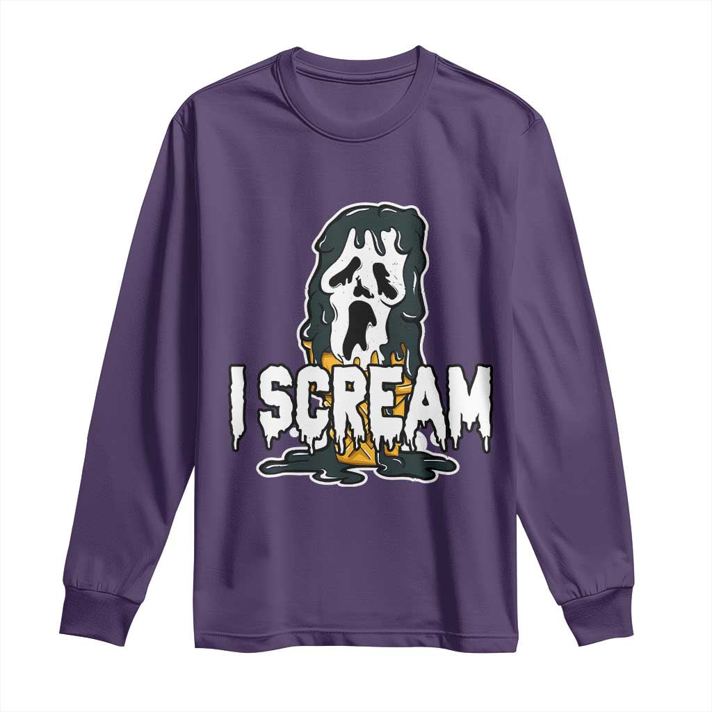 Funny Halloween Ghost Horror Face Long Sleeve Shirt I Scream Ice Cream Slasher Pun - Wonder Print Shop
