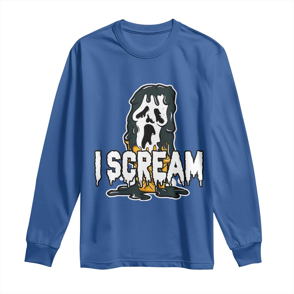 Funny Halloween Ghost Horror Face Long Sleeve Shirt I Scream Ice Cream Slasher Pun - Wonder Print Shop