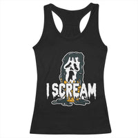 Funny Halloween Ghost Horror Face Racerback Tank Top I Scream Ice Cream Slasher Pun - Wonder Print Shop