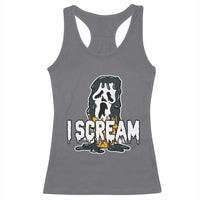 Funny Halloween Ghost Horror Face Racerback Tank Top I Scream Ice Cream Slasher Pun - Wonder Print Shop