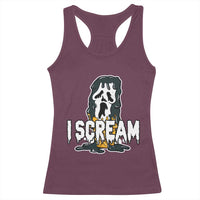 Funny Halloween Ghost Horror Face Racerback Tank Top I Scream Ice Cream Slasher Pun - Wonder Print Shop