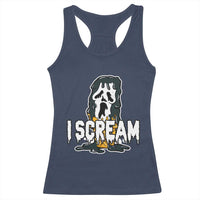 Funny Halloween Ghost Horror Face Racerback Tank Top I Scream Ice Cream Slasher Pun - Wonder Print Shop