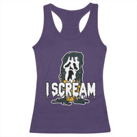 Funny Halloween Ghost Horror Face Racerback Tank Top I Scream Ice Cream Slasher Pun - Wonder Print Shop