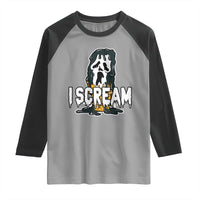 Funny Halloween Ghost Horror Face Raglan Shirt I Scream Ice Cream Slasher Pun - Wonder Print Shop