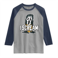 Funny Halloween Ghost Horror Face Raglan Shirt I Scream Ice Cream Slasher Pun - Wonder Print Shop