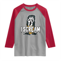 Funny Halloween Ghost Horror Face Raglan Shirt I Scream Ice Cream Slasher Pun - Wonder Print Shop