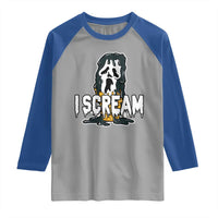 Funny Halloween Ghost Horror Face Raglan Shirt I Scream Ice Cream Slasher Pun - Wonder Print Shop