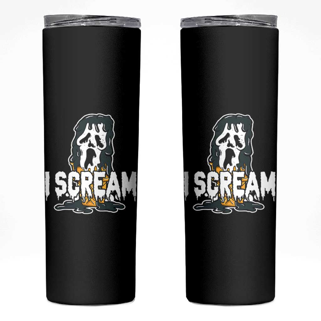 Funny Halloween Ghost Horror Face Skinny Tumbler I Scream Ice Cream Slasher Pun - Wonder Print Shop